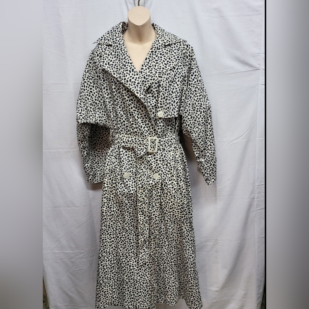 Saks Fifth Ave. Vintage Animal Print Wind Breaker Trench Jacket Size 6